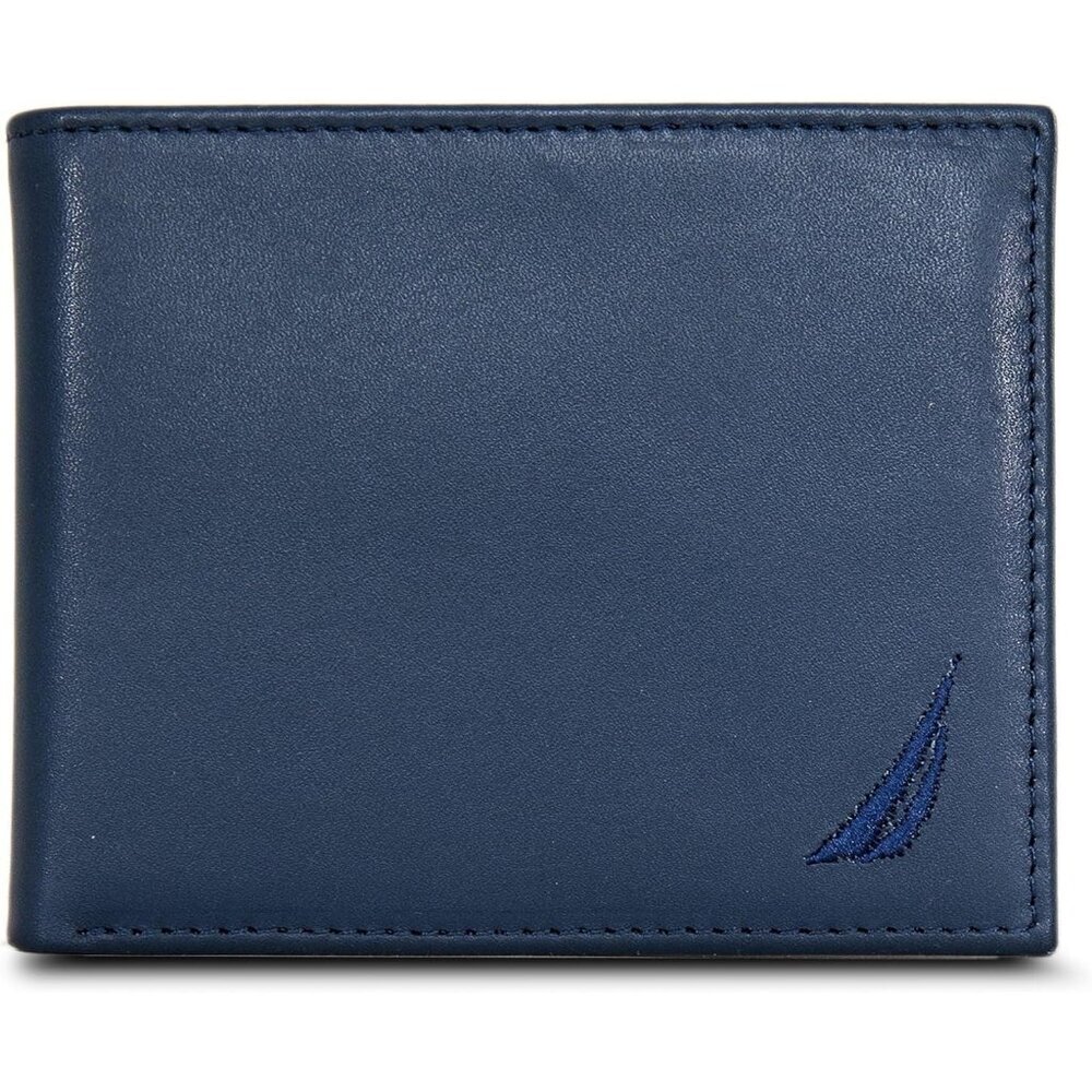Men's Sail - Navy Bifold Leather Wallet RFID Blocking ID Window Card Slots
